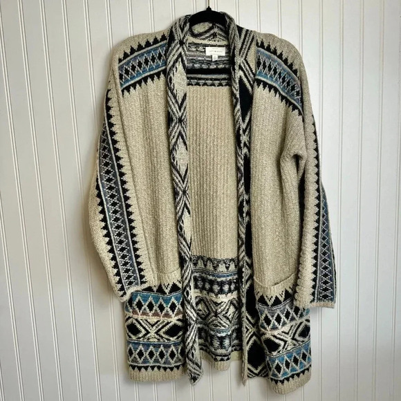 Lucky Brand Aztec Long Sleeve Open Front Sweater Cardigan - Picture 1 of 4